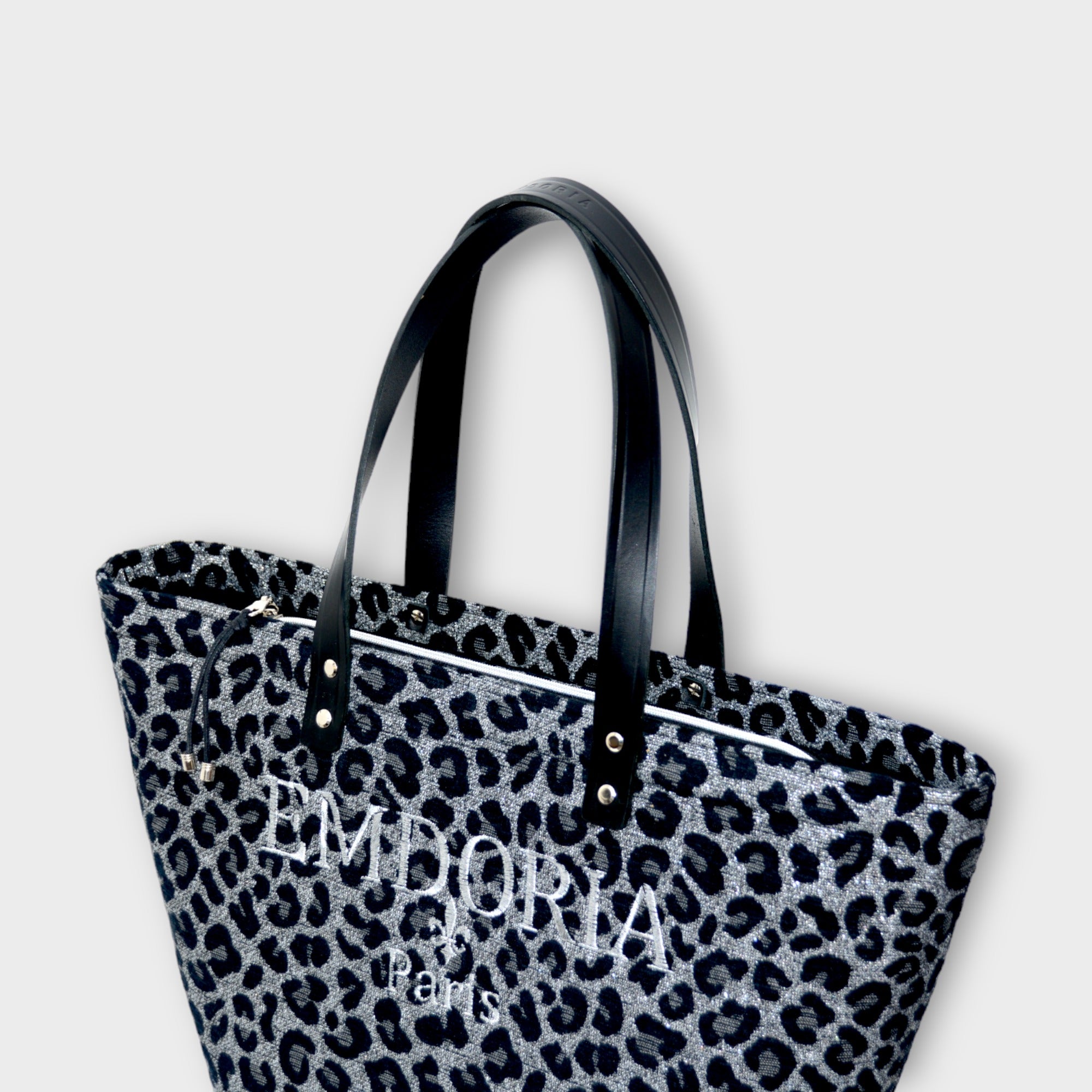 Sac à main fourre-tout shopping en tissu jacquard Leopard-Sacs à main- Jacquard-mallette-sac-EMDORIA PARIS