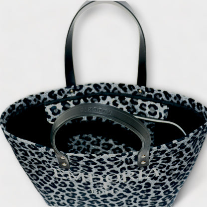 Sac à main fourre-tout shopping en tissu jacquard Leopard