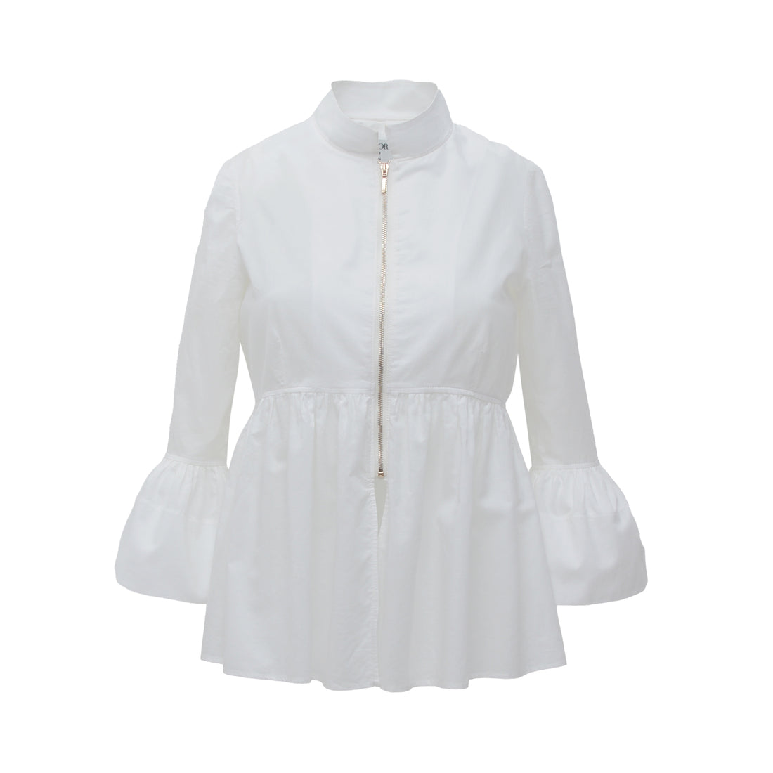 Chemise tunique manches trois quarts à volants en popeline-Chemise- Blouse-blouse chic pour femme-blouse femme-EMDORIA PARIS