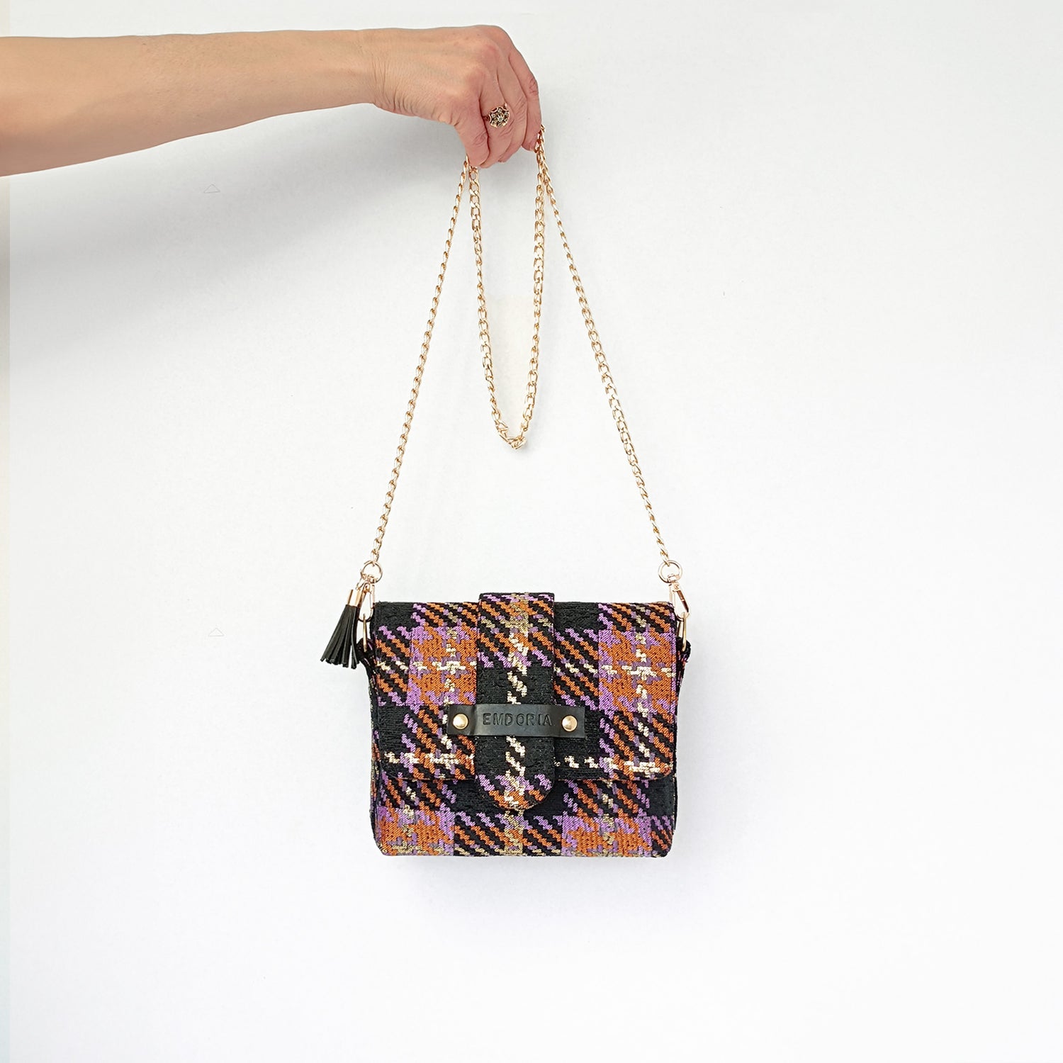 Mini Sac bandoulière en tissu tartan écossais-Sacs à main- bandouliere-cross bag hand bag-hand cross bag-EMDORIA PARIS