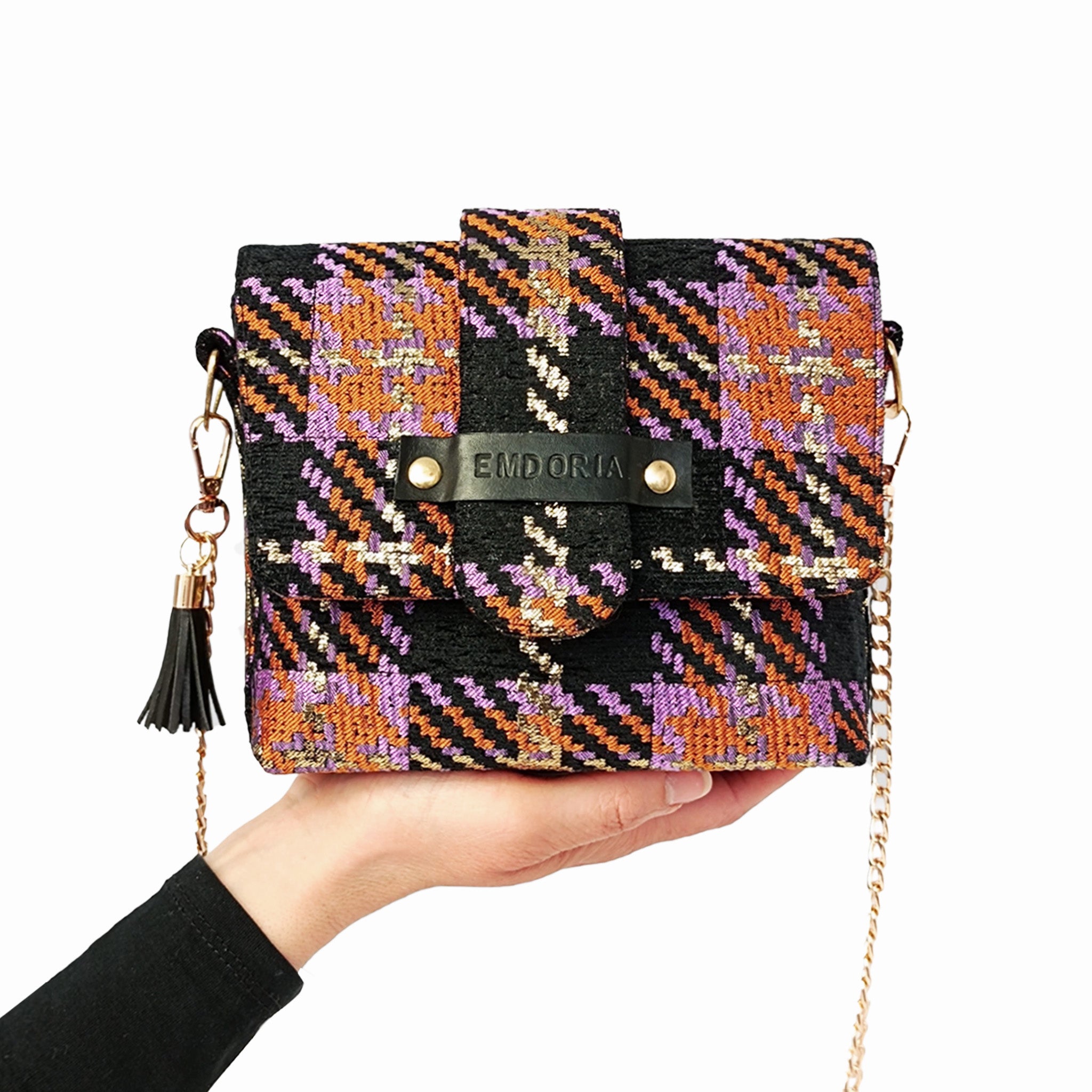 Mini Sac bandoulière en tissu tartan écossais-Sacs à main- bandouliere-cross bag hand bag-hand cross bag-EMDORIA PARIS