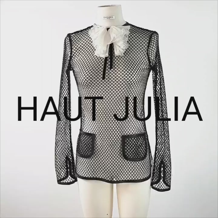 Haute couture fishnet top with chiffon frill