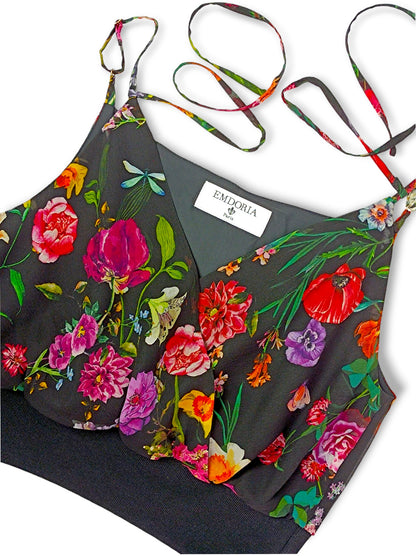 Haut cache-cœur en soie à bretelles ajustables-Hauts- Blouse-blouse femme-croptop-EMDORIA PARIS