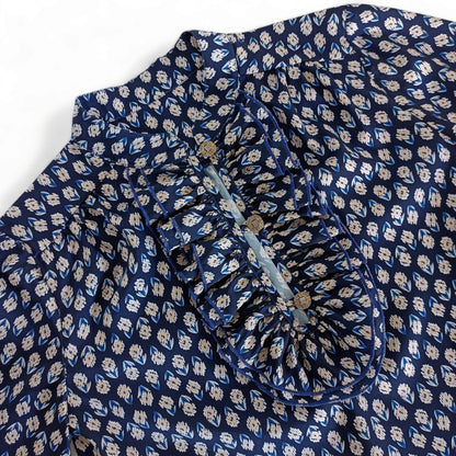 Chemise imprimée manches longues et jabot à volants-Chemise- blouse chic pour femme-blouse mariage-chemise-EMDORIA PARIS