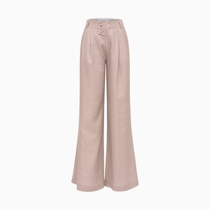 Pantalon à plis large et fluide en Lin naturel-Pantalon- new-new in-Nouveauté-EMDORIA PARIS