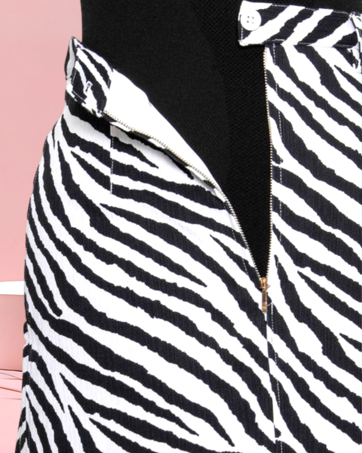 Jupe drapé en piquet de coton imprimé animalier zèbre-Jupes- belle jupe-jupe artisanale-Jupe asymétrique-EMDORIA PARIS