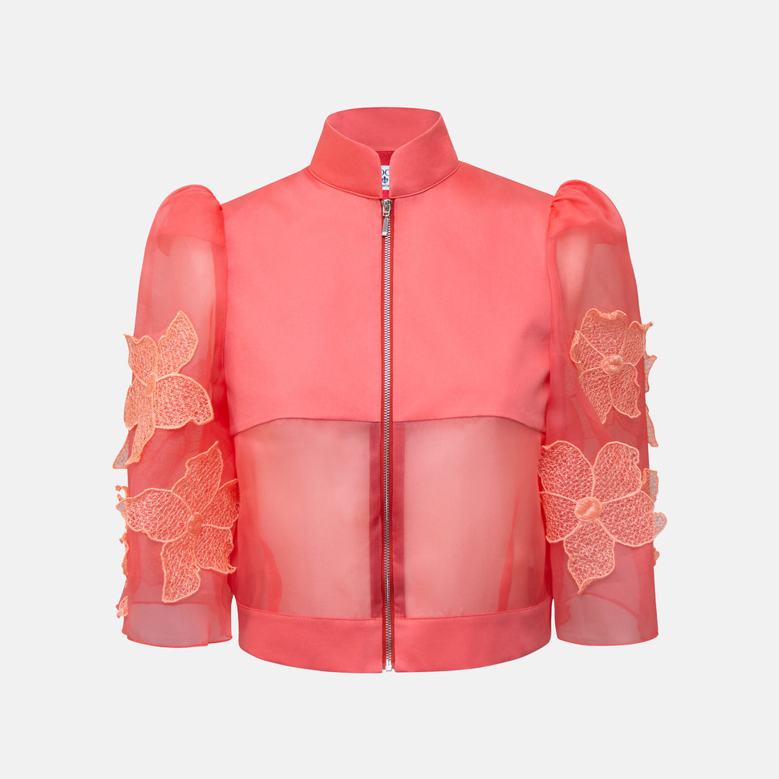 Veste haute couture, blouse organza soie/coton, manches pagode - EMDORIA PARIS.