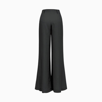 Pantalon ample et fluide en lin lavé pour femme-Pantalon- Pantalon-pantalon large-pantalon pinces-EMDORIA PARIS