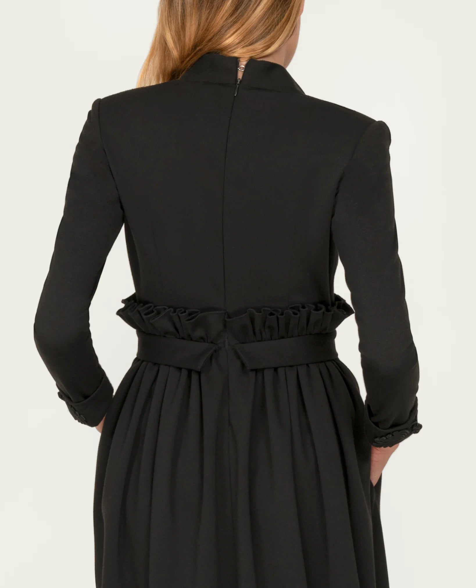 Robe Midi froncé avec manches longues pour Femme-Robes- new-new in-Nouveauté-EMDORIA PARIS