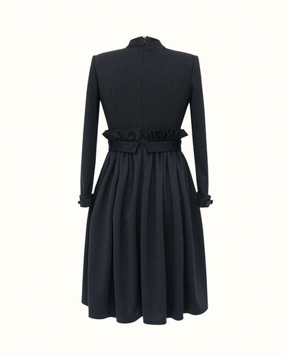 Robe Midi froncé avec manches longues pour Femme-Robes- new-new in-Nouveauté-EMDORIA PARIS