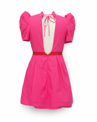 Robe en popeline de coton avec manches courtes bouffantes-Robes- manches bouffantes-manches courtes-robe-EMDORIA PARIS