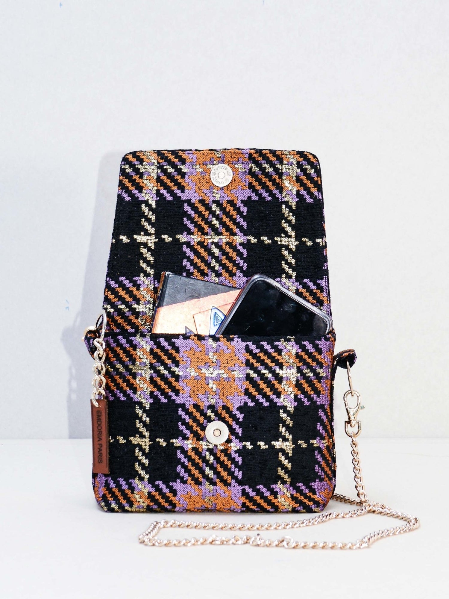 Sac à Main en bandoulière en tissu Tartan-Sacs à main- accessoire-petit sac en tartan-pochette en tartan-EMDORIA PARIS